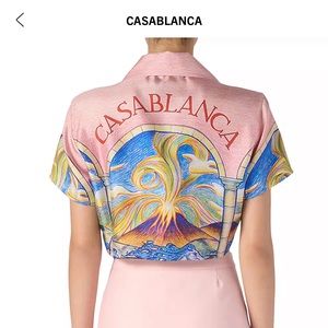 Casablanca Futuro Optimisto Cropped Silk Shirt